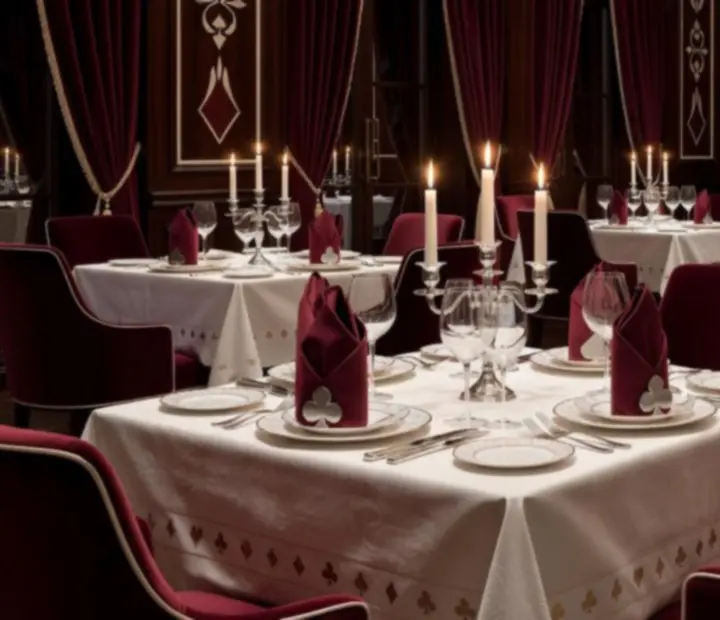 Détail de salle avec lumières tamisées et décor évoquant subtilement l’univers du casino.