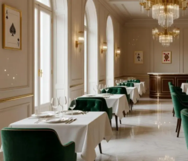 Salle de restaurant chaleureuse avec ambiance feutrée